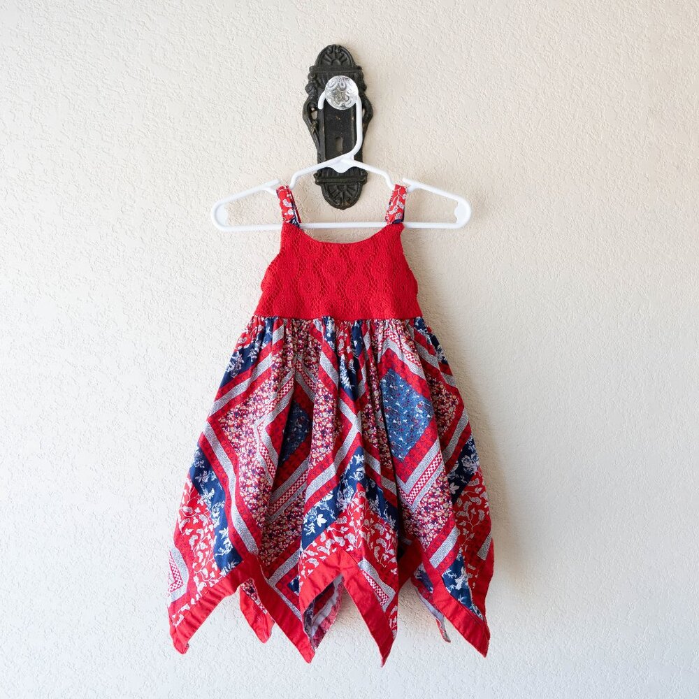 Blueberi Blvd Girls Size 18M Dress Red Blue Americana Cottagecore Patchwork